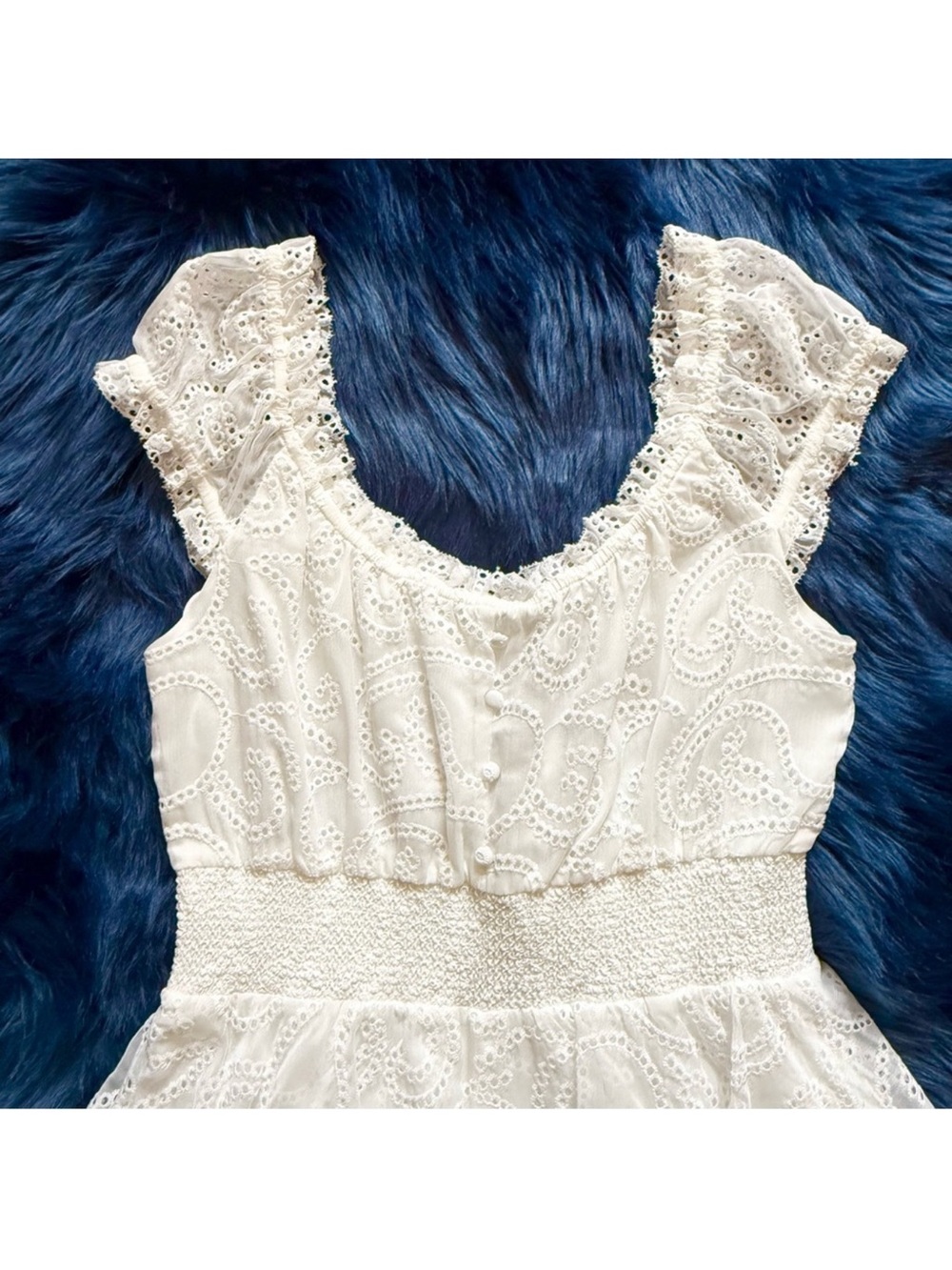 New! ALICE + OLIVIA Gracie Eyelet Lace Ruffle Dress Romper - Picture 6 of 9